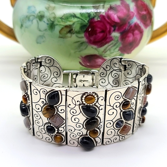 $88 NWTS Brighton "Eye Of The Tiger" Panel Bracelet w Semi-Precious Stones! 🐯 - Picture 15 of 16